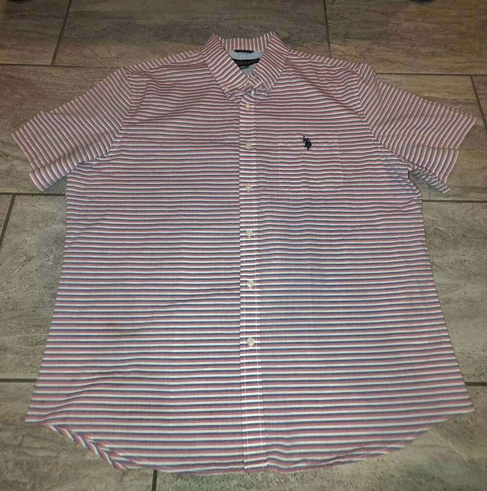 U.S. Polo Assn. Striped Short Sleeve Button-Down Shirt Size XL